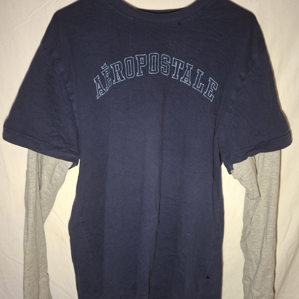 Aeropostale Navy and Light Gray Layered Tee